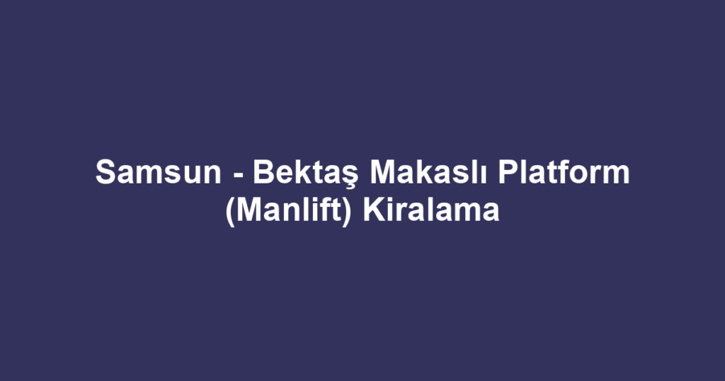 Samsun - Bektaş Makaslı Platform (Manlift) Kiralama