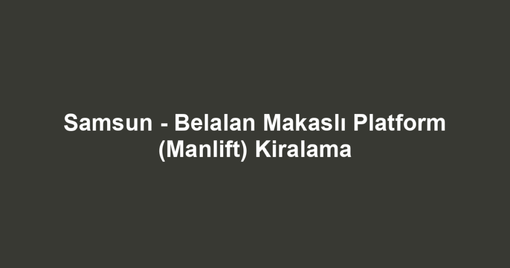 Samsun - Belalan Makaslı Platform (Manlift) Kiralama