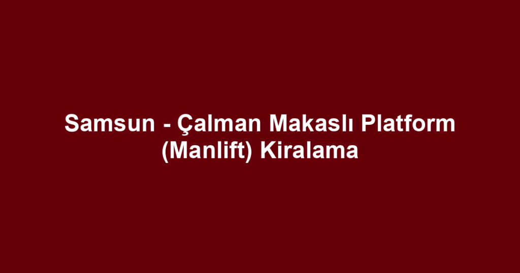 Samsun - Çalman Makaslı Platform (Manlift) Kiralama