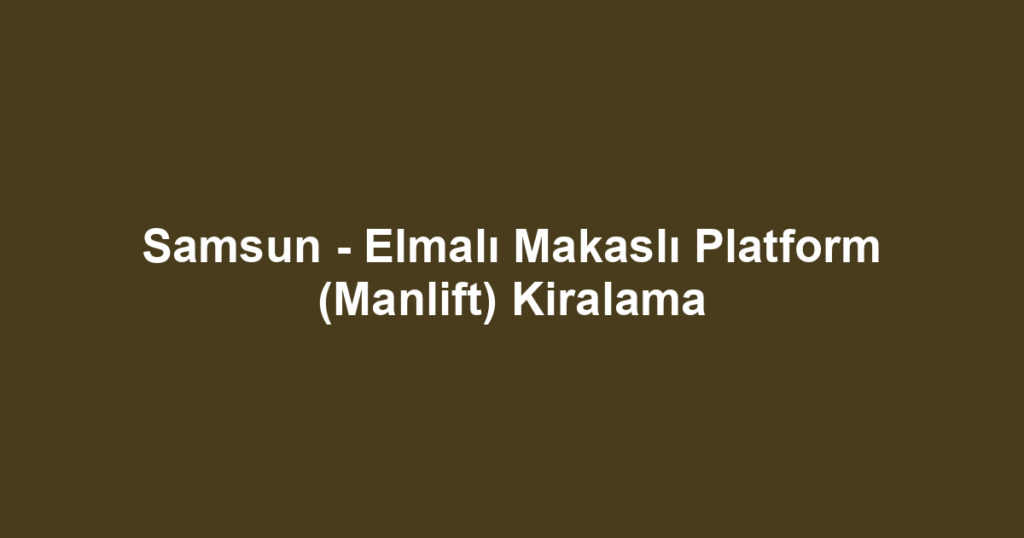 Samsun - Elmalı Makaslı Platform (Manlift) Kiralama