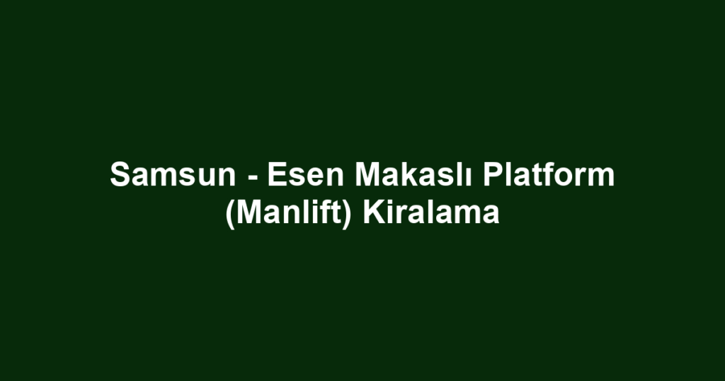 Samsun - Esen Makaslı Platform (Manlift) Kiralama