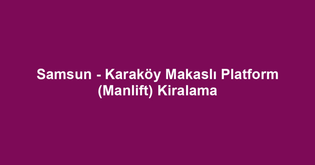 Samsun - Karaköy Makaslı Platform (Manlift) Kiralama