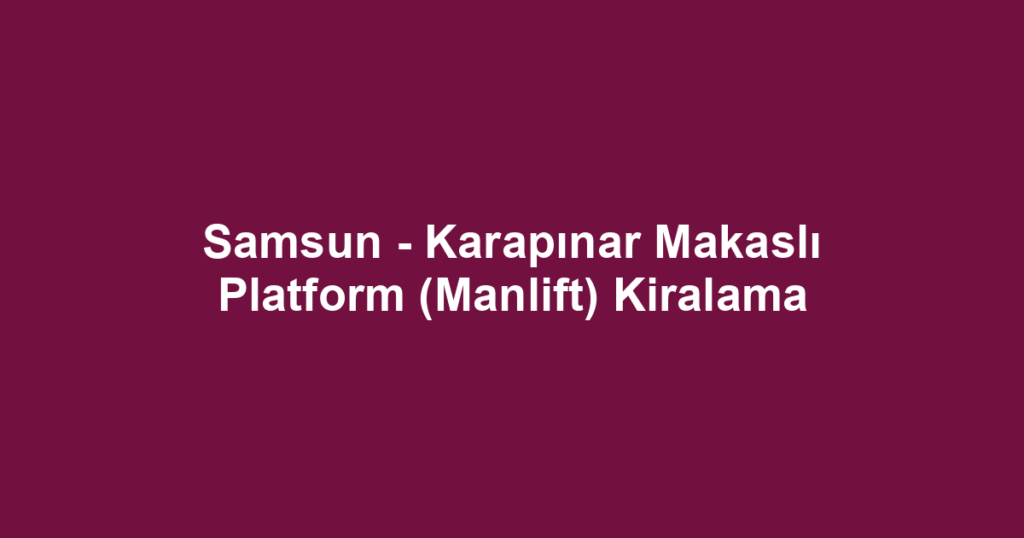 Samsun - Karapınar Makaslı Platform (Manlift) Kiralama