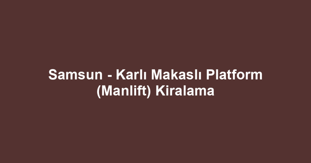 Samsun - Karlı Makaslı Platform (Manlift) Kiralama