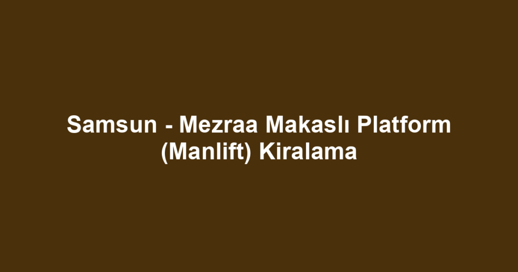 Samsun - Mezraa Makaslı Platform (Manlift) Kiralama