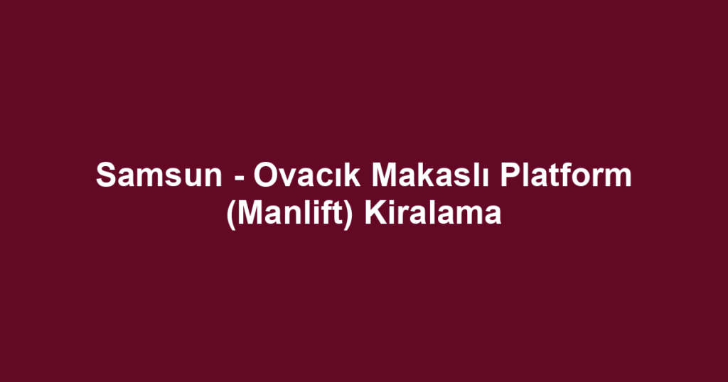 Samsun - Ovacık Makaslı Platform (Manlift) Kiralama