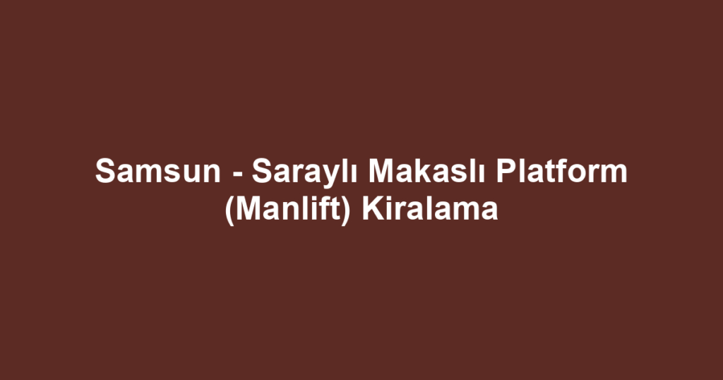 Samsun - Saraylı Makaslı Platform (Manlift) Kiralama