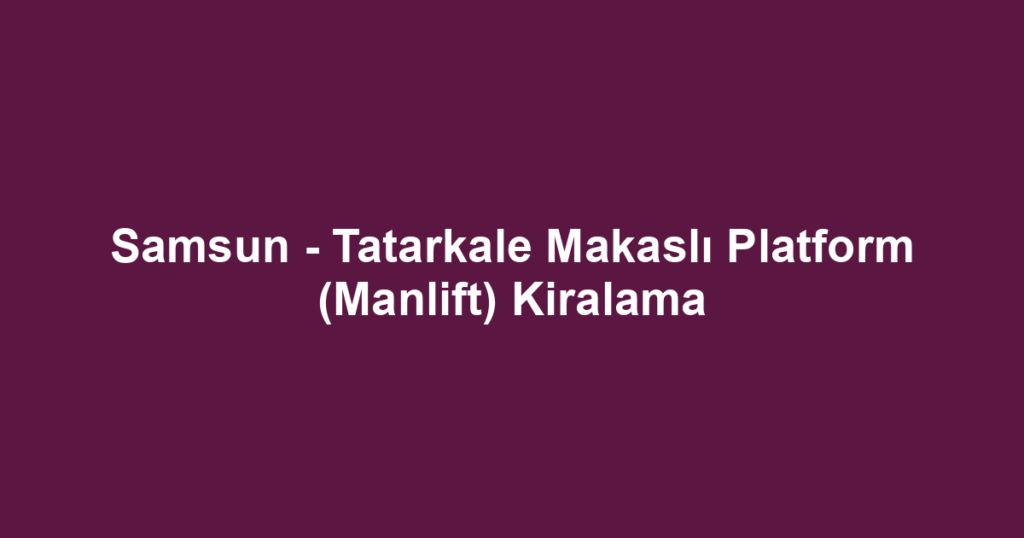 Samsun - Tatarkale Makaslı Platform (Manlift) Kiralama