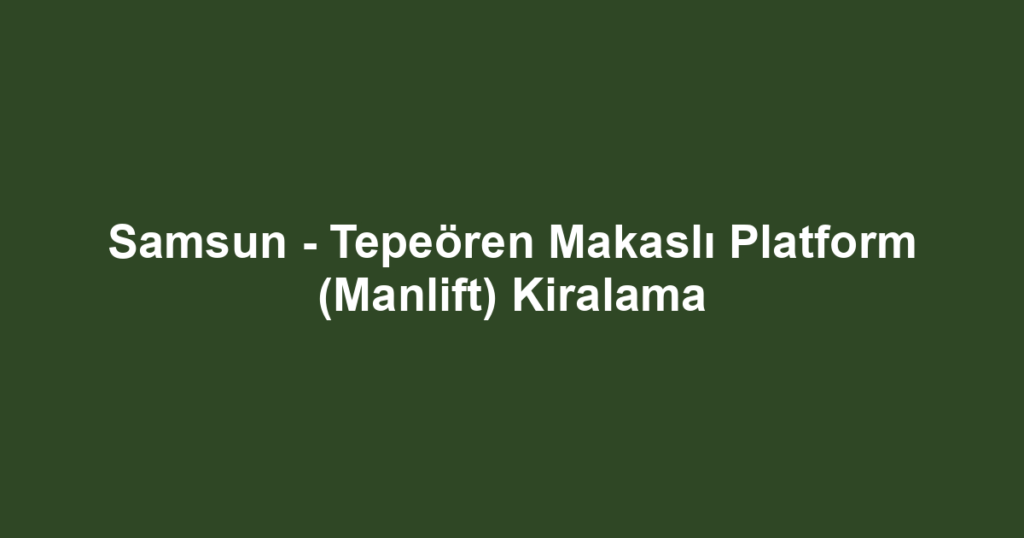 Samsun - Tepeören Makaslı Platform (Manlift) Kiralama