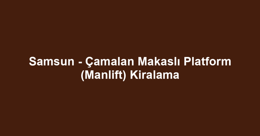Samsun - Çamalan Makaslı Platform (Manlift) Kiralama