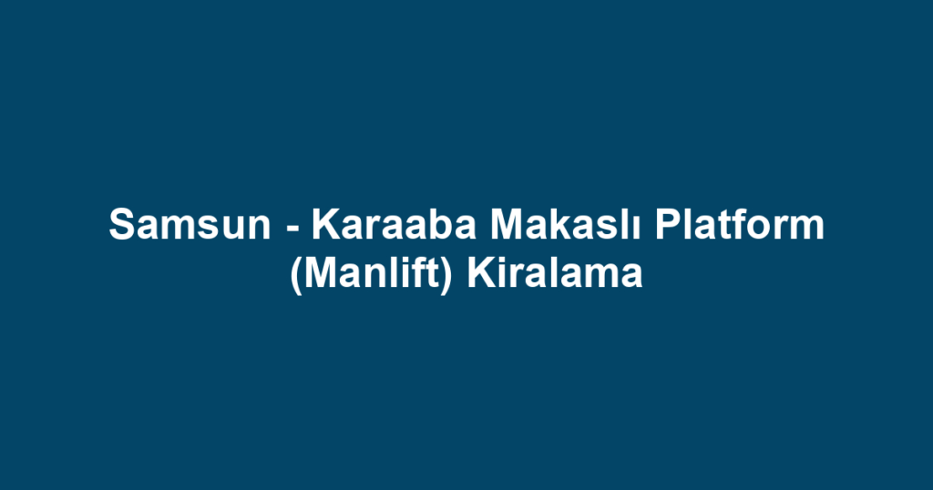 Samsun - Karaaba Makaslı Platform (Manlift) Kiralama
