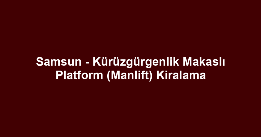 Samsun - Kürüzgürgenlik Makaslı Platform (Manlift) Kiralama