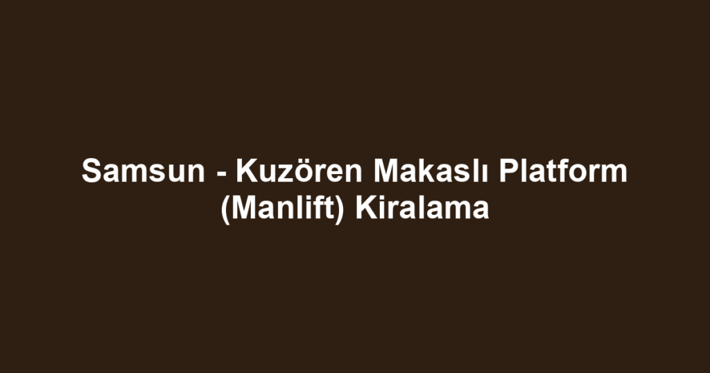 Samsun - Kuzören Makaslı Platform (Manlift) Kiralama