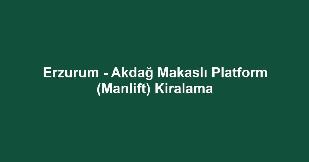 Erzurum - Akdağ Makaslı Platform (Manlift) Kiralama