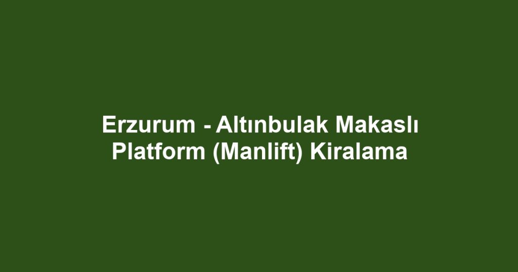 Erzurum - Altınbulak Makaslı Platform (Manlift) Kiralama