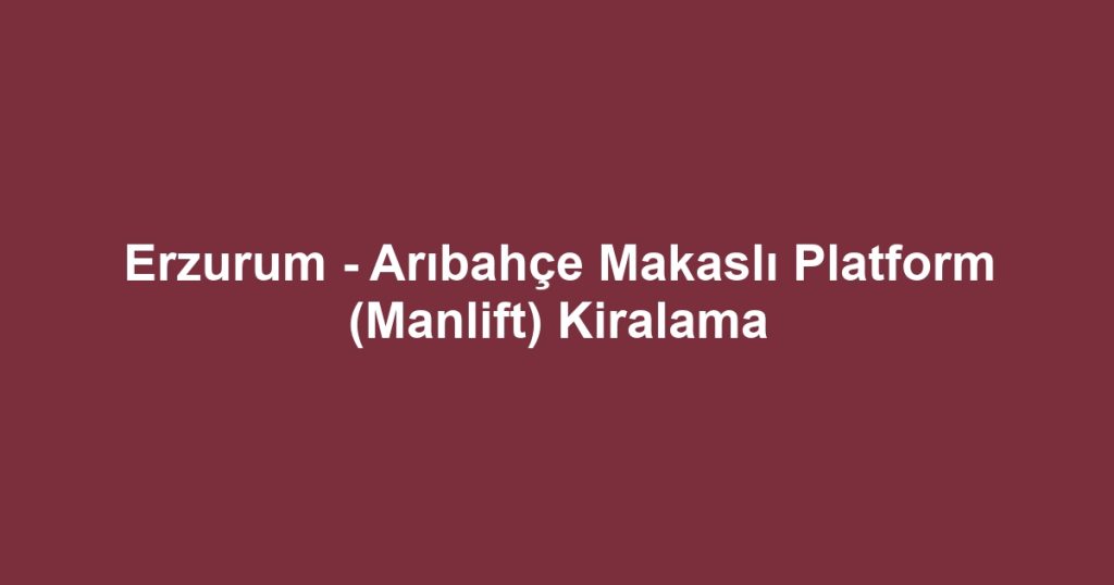 Erzurum - Arıbahçe Makaslı Platform (Manlift) Kiralama