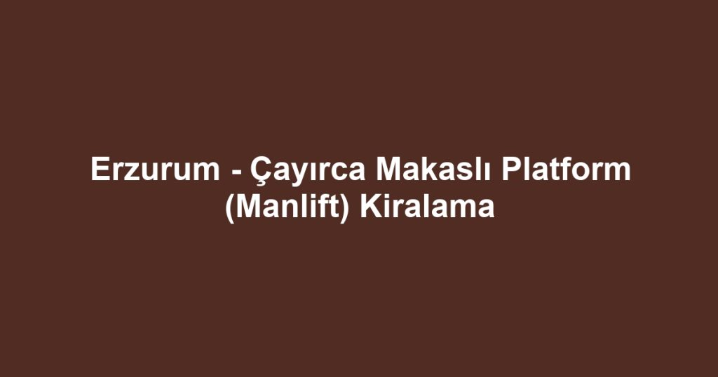 Erzurum - Çayırca Makaslı Platform (Manlift) Kiralama
