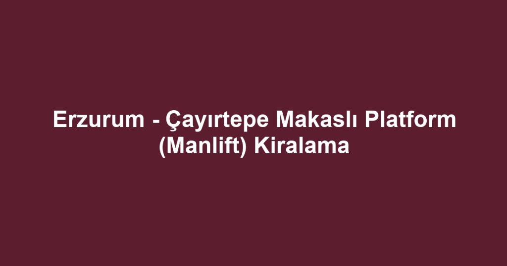 Erzurum - Çayırtepe Makaslı Platform (Manlift) Kiralama