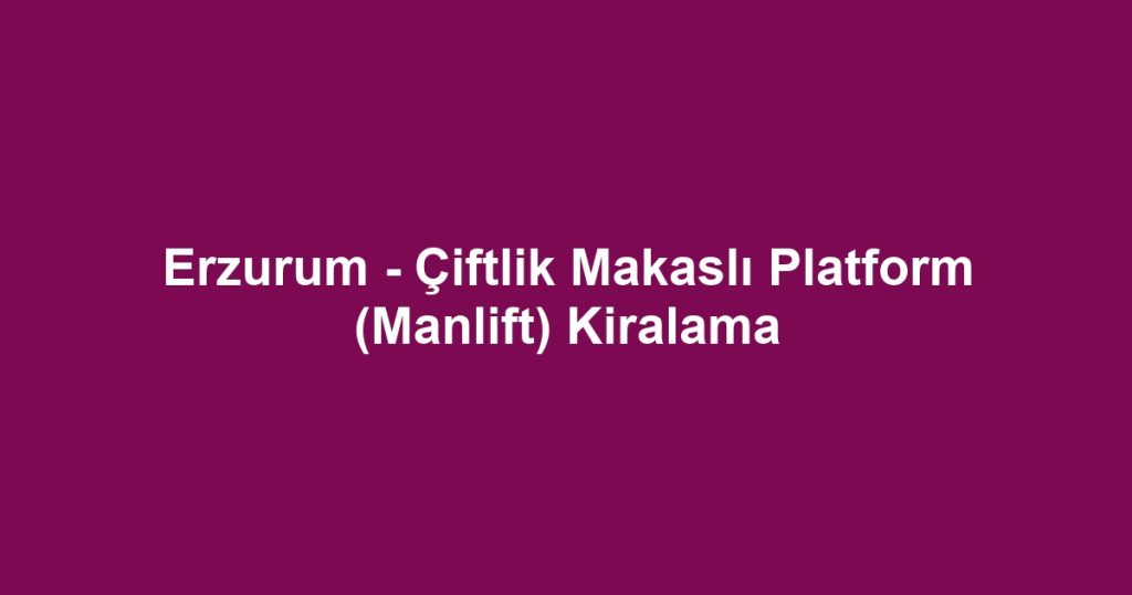 Erzurum - Çiftlik Makaslı Platform (Manlift) Kiralama