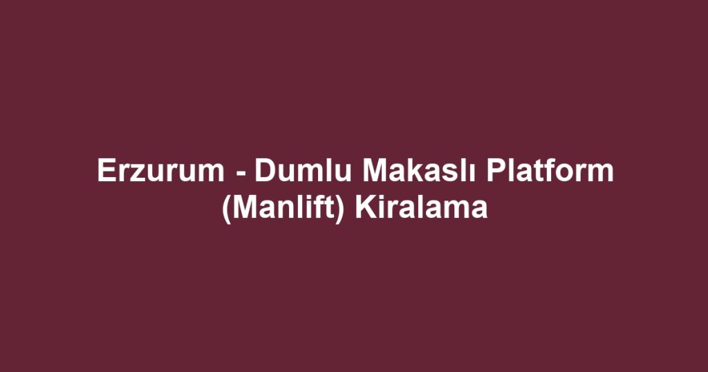 Erzurum - Dumlu Makaslı Platform (Manlift) Kiralama