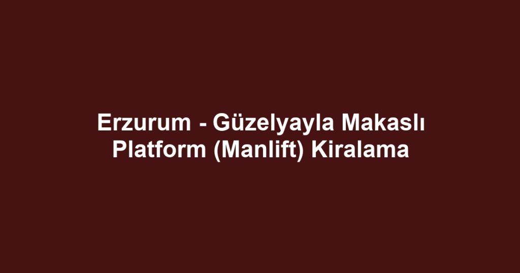 Erzurum - Güzelyayla Makaslı Platform (Manlift) Kiralama