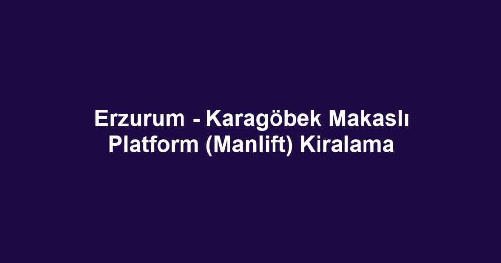 Erzurum - Karagöbek Makaslı Platform (Manlift) Kiralama