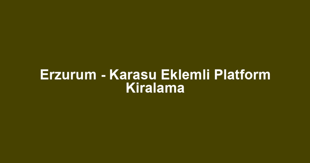 Erzurum - Karasu Eklemli Platform Kiralama