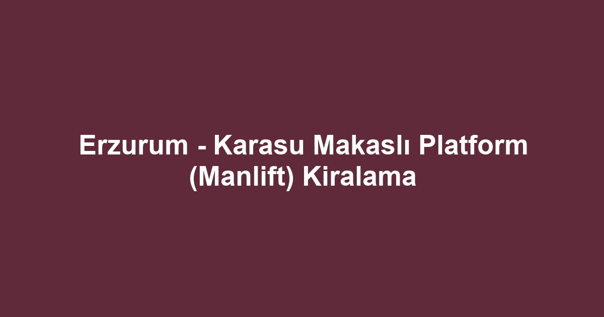 Erzurum - Karasu Makaslı Platform (Manlift) Kiralama