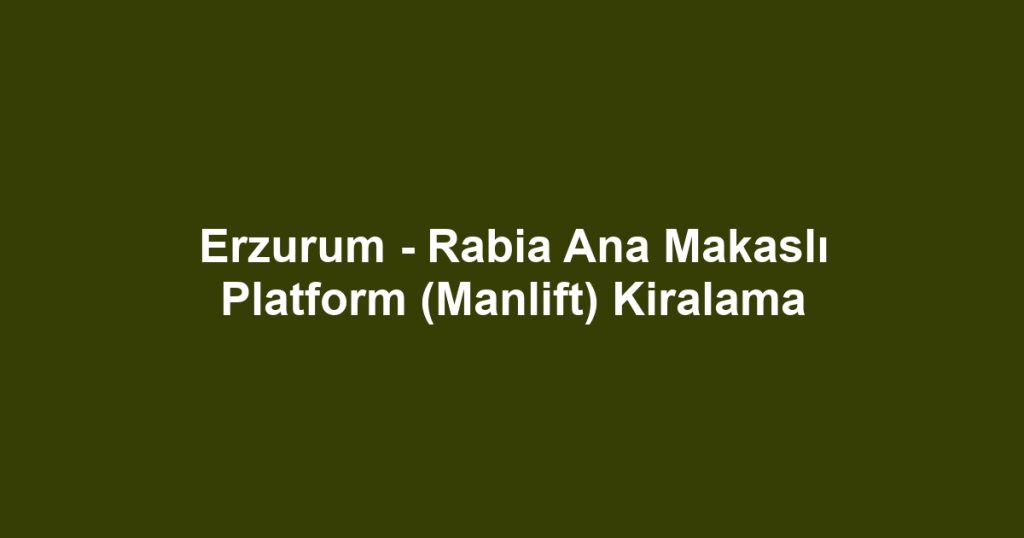 Erzurum - Rabia Ana Makaslı Platform (Manlift) Kiralama