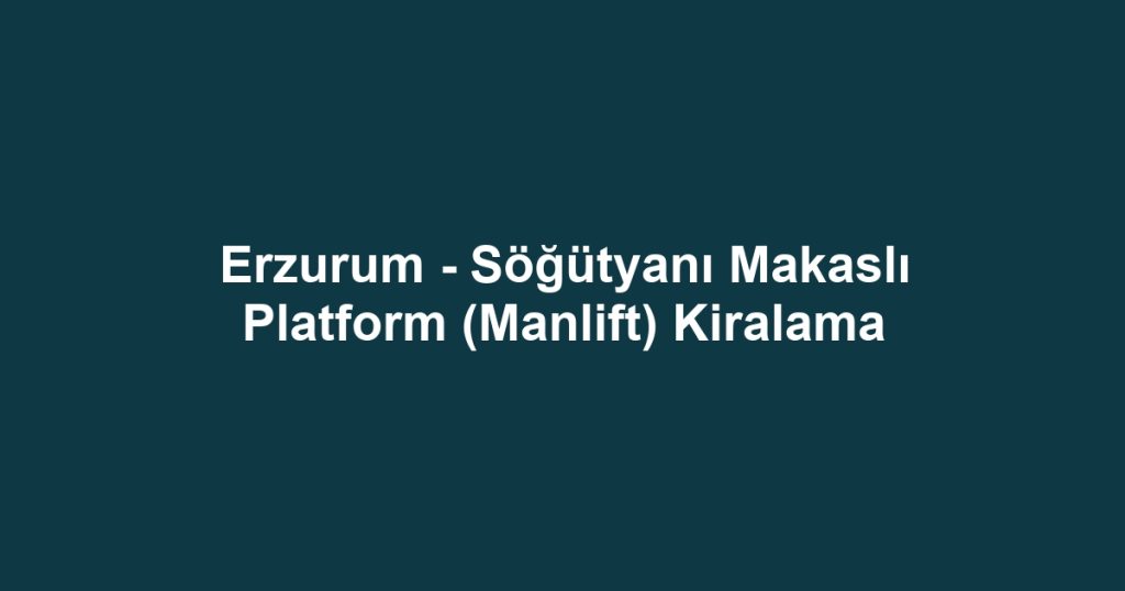 Erzurum - Söğütyanı Makaslı Platform (Manlift) Kiralama