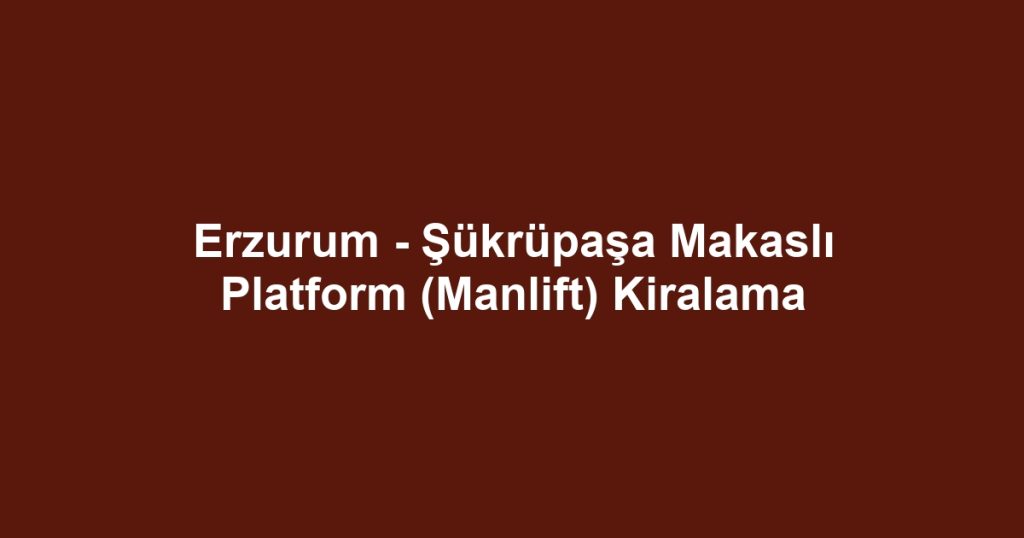 Erzurum - Şükrüpaşa Makaslı Platform (Manlift) Kiralama