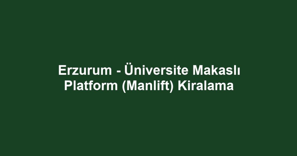 Erzurum - Üniversite Makaslı Platform (Manlift) Kiralama