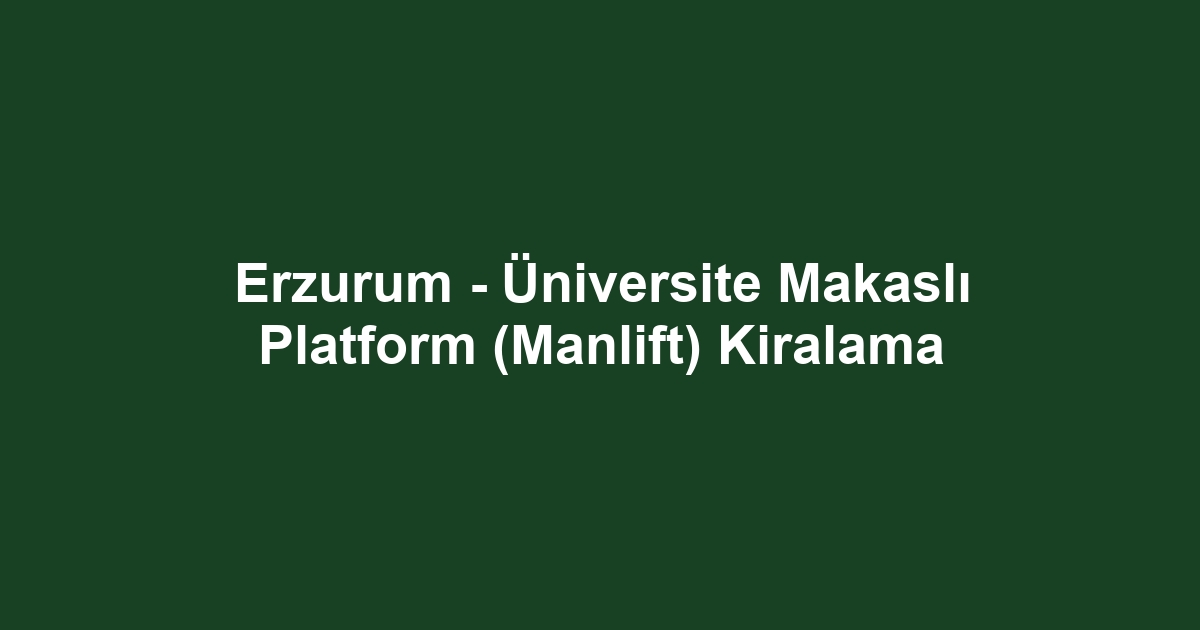 Erzurum - Üniversite Makaslı Platform (Manlift) Kiralama