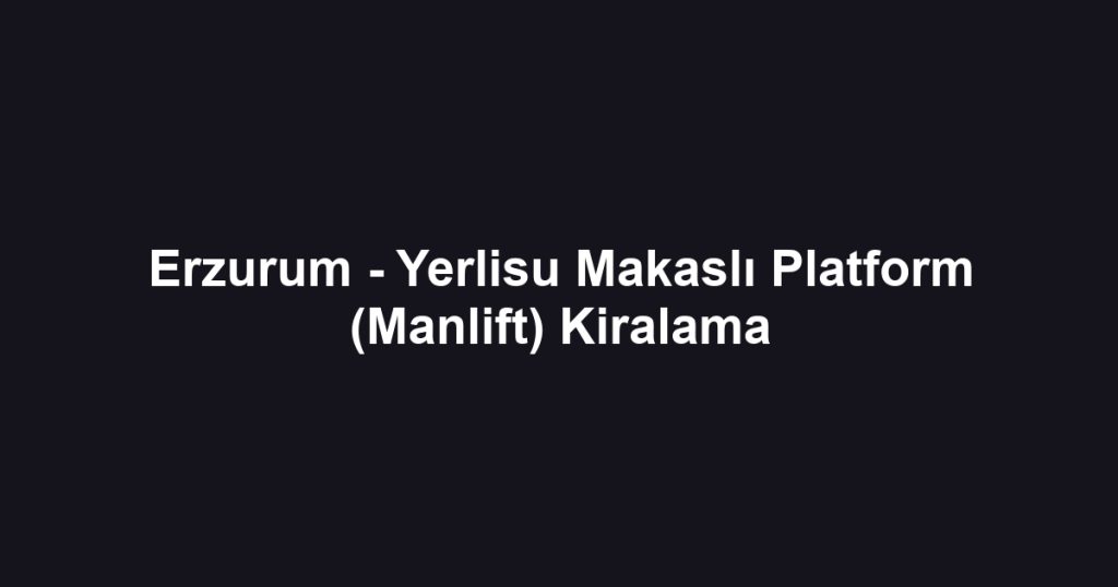 Erzurum - Yerlisu Makaslı Platform (Manlift) Kiralama