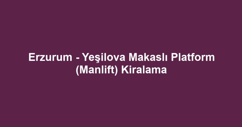 Erzurum - Yeşilova Makaslı Platform (Manlift) Kiralama