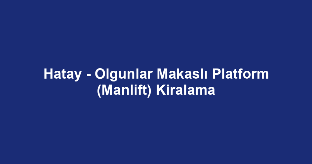 Hatay - Olgunlar Makaslı Platform (Manlift) Kiralama