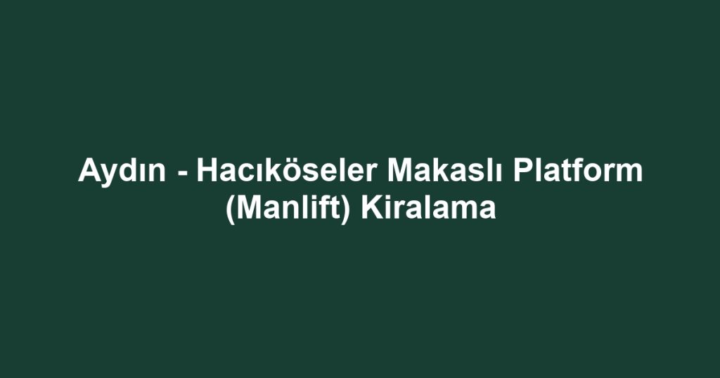 Aydın - Hacıköseler Makaslı Platform (Manlift) Kiralama