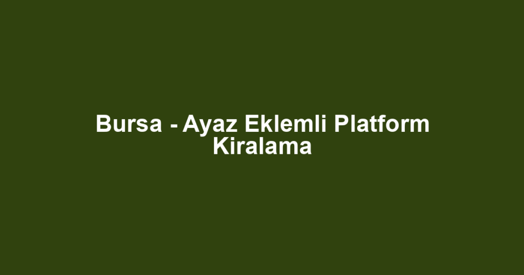 Bursa - Ayaz Eklemli Platform Kiralama