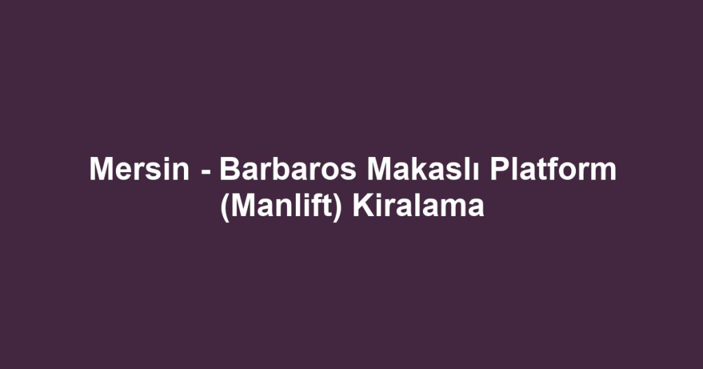 Mersin - Barbaros Makaslı Platform (Manlift) Kiralama
