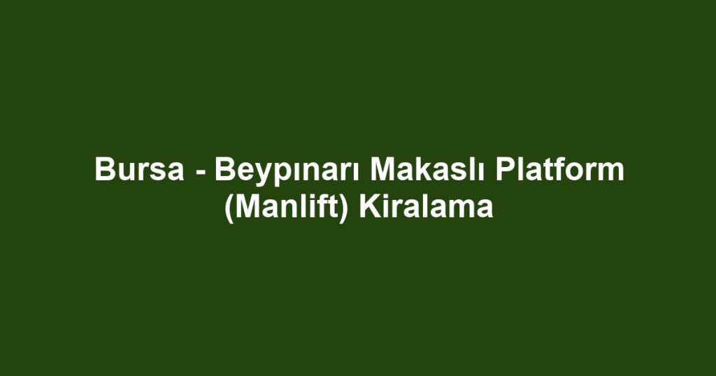 Bursa - Beypınarı Makaslı Platform (Manlift) Kiralama