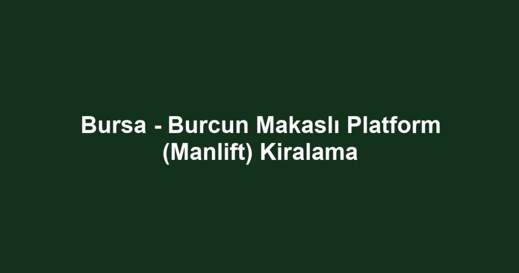 Bursa - Burcun Makaslı Platform (Manlift) Kiralama