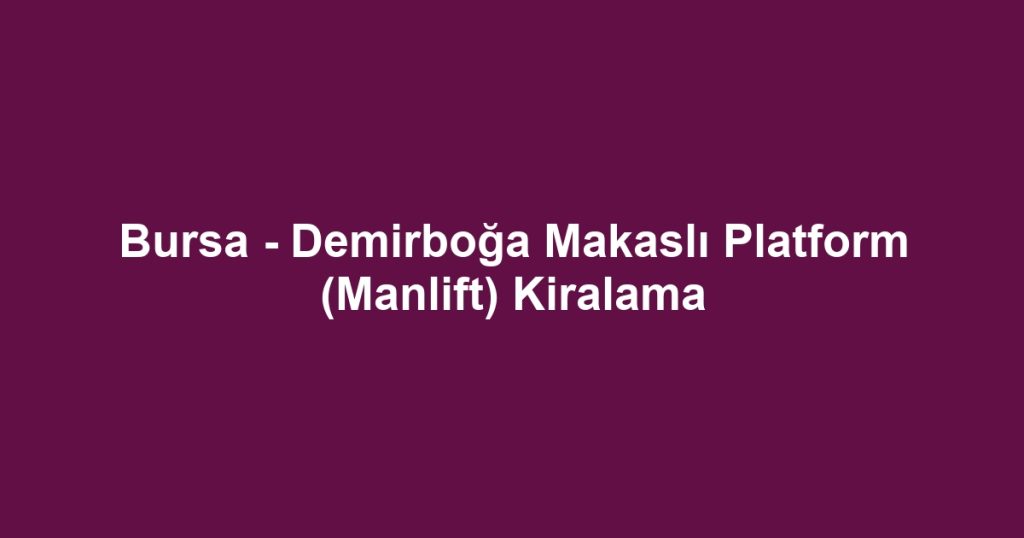 Bursa - Demirboğa Makaslı Platform (Manlift) Kiralama