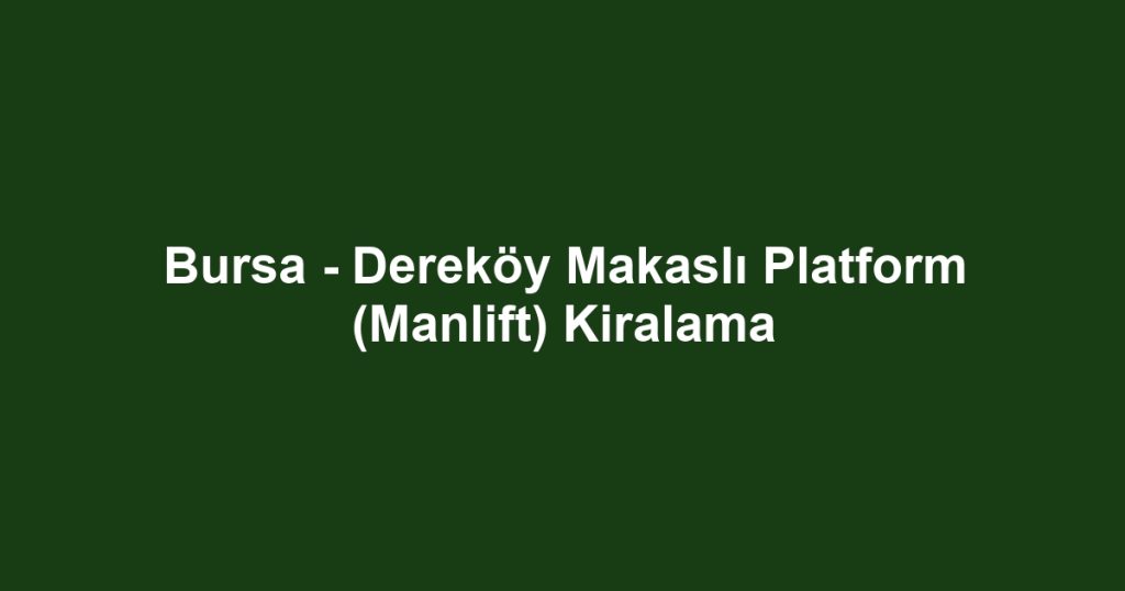 Bursa - Dereköy Makaslı Platform (Manlift) Kiralama