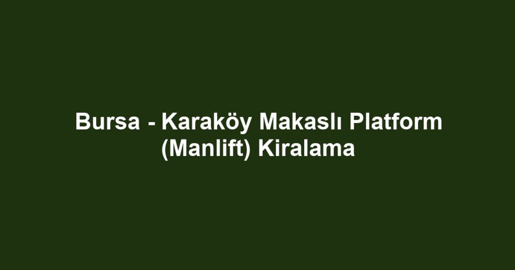 Bursa - Karaköy Makaslı Platform (Manlift) Kiralama