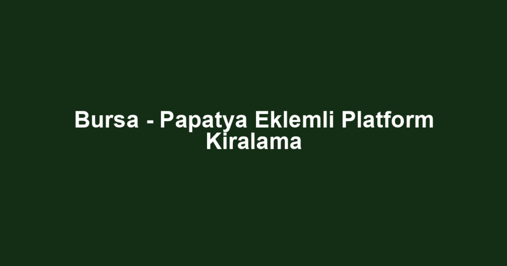 Bursa - Papatya Eklemli Platform Kiralama