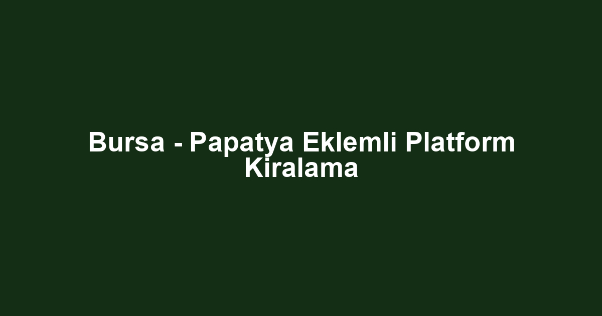 Bursa - Papatya Eklemli Platform Kiralama