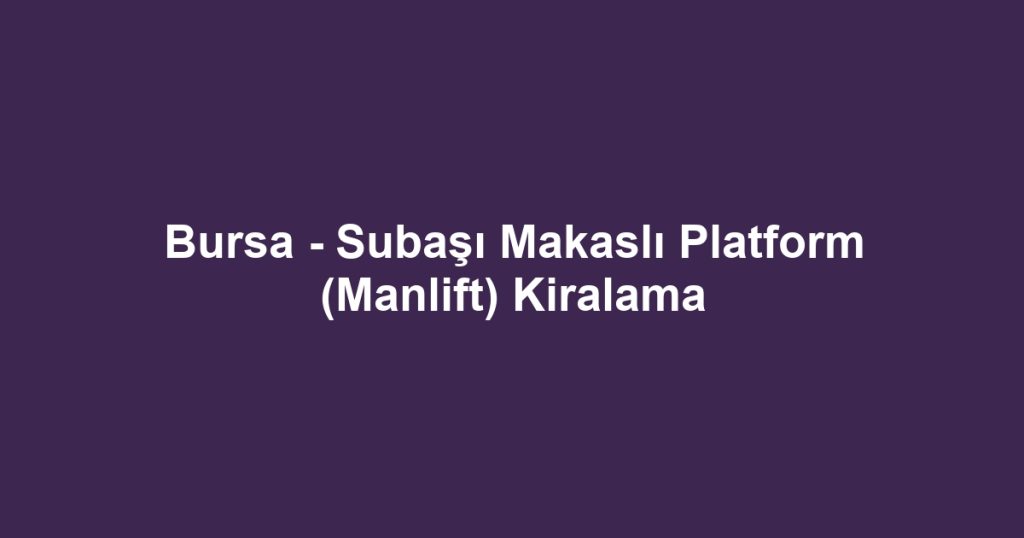 Bursa - Subaşı Makaslı Platform (Manlift) Kiralama