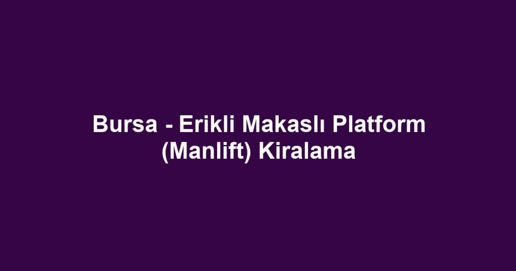 Bursa - Erikli Makaslı Platform (Manlift) Kiralama