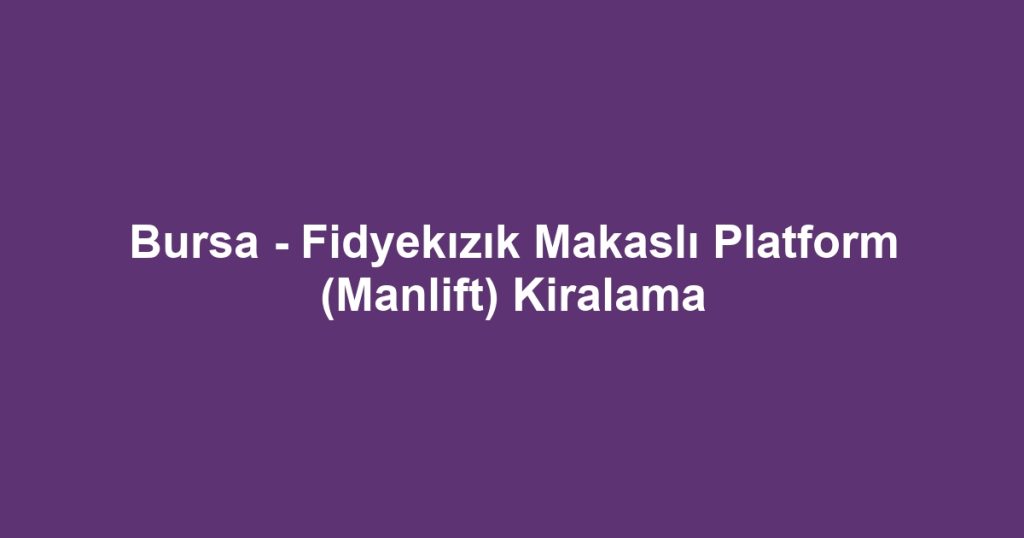 Bursa - Fidyekızık Makaslı Platform (Manlift) Kiralama