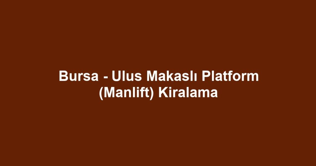 Bursa - Ulus Makaslı Platform (Manlift) Kiralama